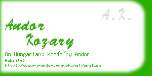 andor kozary business card